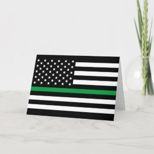 Dunne groene lijn Amerikaanse militaire vlag Kaart