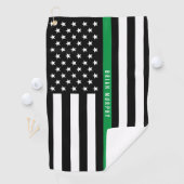 Dunne groene lijn Amerikaanse vlag monogram Golfhanddoek (Insitu)