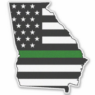 Dunne groene lijn Georgië vlag Sticker