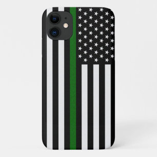 Dunne groene lijn grens/dier/park vlag iPhone 11 hoesje