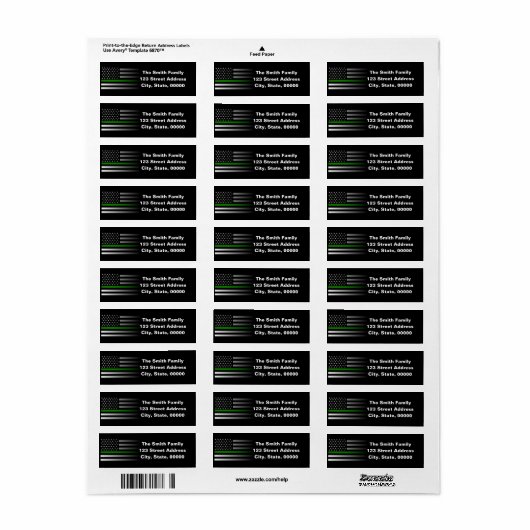 Dunne groene lijn rand PTL/Park RNGR/Animal CNTL Etiket (Full Sheet)