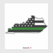 Dunne groene lijn vlag Kentucky Sticker (Vel)