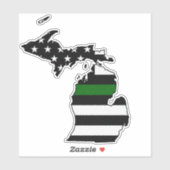 Dunne groene lijn vlag Michigan Sticker (Vel)