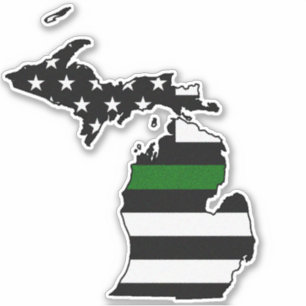 Dunne groene lijn vlag Michigan Sticker