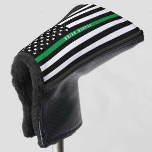 Dunne groene lijn vlag monogram golfheadcover