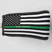 Dunne groene lijn vlag monogram golfheadcover (Voorkant)