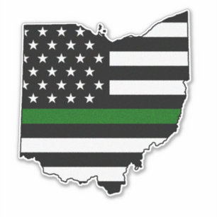 Dunne groene lijn vlag Ohio Sticker