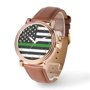 Dunne Groene Lijn Vlag: Patriotische Militair Vete Horloge