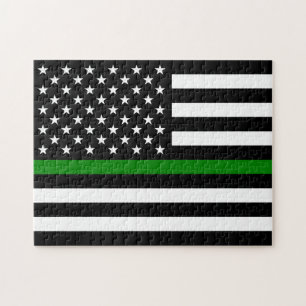 Dunne Groene Lijn Vlag: Patriotische Militair Vete Legpuzzel