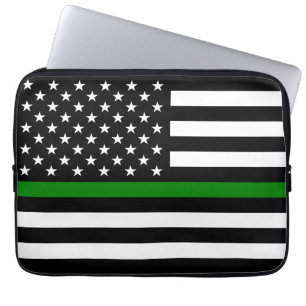 Dunne groene lijn vlag: Patriottische militaire ve Laptop Sleeve