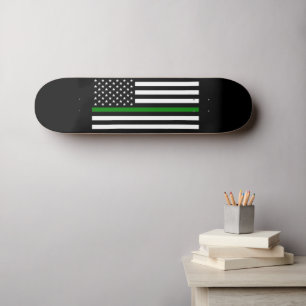 Dunne groene lijn vlag: Patriottische militaire ve Skateboard