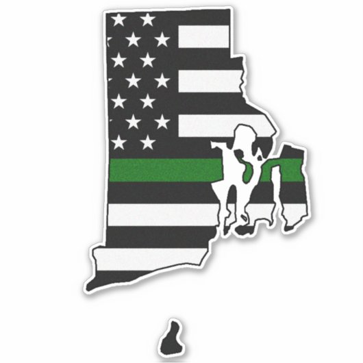 Dunne groene lijn vlag Rhode Island Sticker (Voorkant)