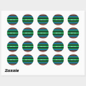 Dunne kleurige strepen - 1 ronde sticker (Vel)