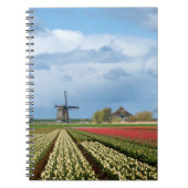 Dunne molen en tulips landschapsnotebook notitieboek (Voorkant)