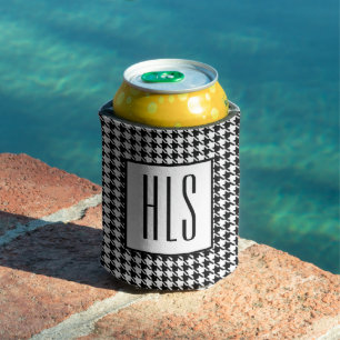 Dunne Monogram Eerste Letters, Houndstooth Patroon Blikjeskoeler