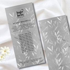 Dunne namaak zilveren bladeren geborsteld metalen  reclamekaart