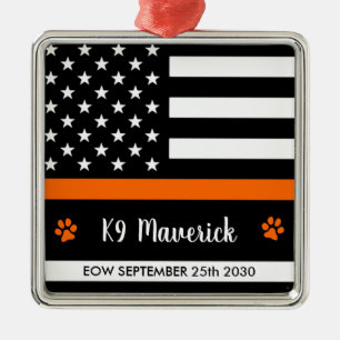 Dunne Oranje lijn - Zoeken en redden - SARS K9 Dog Metalen Ornament