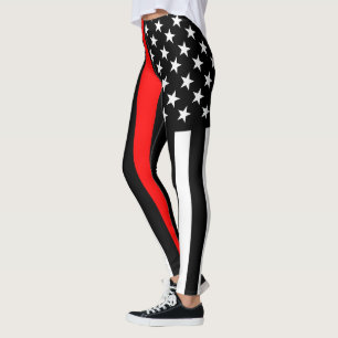 Dunne rode lijn Amerikaanse vlag grafisch op Leggings
