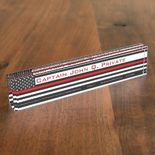 Dunne Rode Lijn Amerikaanse Vlag Naambordje