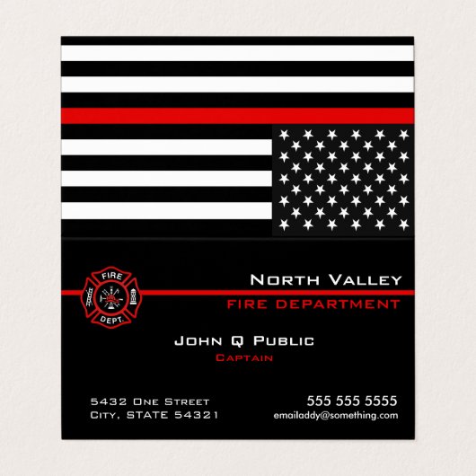 Dunne rode lijn Amerikaanse vlag QR-code Visitekaartjes (Buitenkant ongevouwen)