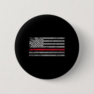 Dunne rode lijn Amerikaanse Vlag Vuurman Ondersteu Ronde Button 5,7 Cm