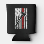 Dunne rode lijn brandweerman mannen koelbox blikjeskoeler (Achterkant)