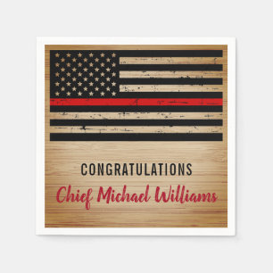 Dunne rode lijn brandweerman pensioen servet