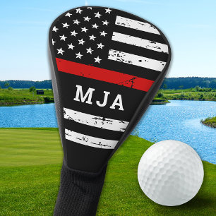 Dunne rode lijn gepersonaliseerde brandweerman mon golfheadcover