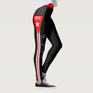 Dunne rode lijn leggings, gepersonaliseerd, Vuurma Leggings