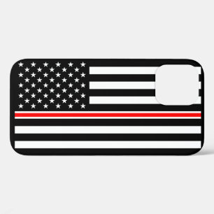 Dunne Rode Lijn-vlag: brandweerman heldenmonument iPhone 12 Hoesje