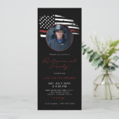 Dunne rode lijn vlag Brandweerman pensioen partij  Kaart (Staand voorkant)