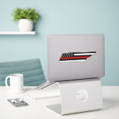 Dunne rode lijn vlag Tennessee Sticker (Laptop op bureau)