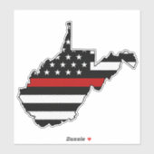 Dunne rode lijn vlag West Virginia Sticker (Vel)