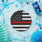 Dunne rode lijnvlag papieren bordje (Feest)