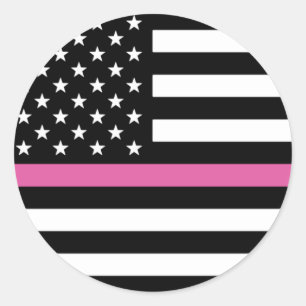 Dunne roze lijn Amerikaanse vlag Classic ronde Sti Sticker