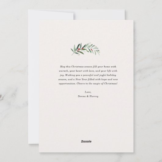 dunne script kerstboog feestdagenkaart (Achterkant)