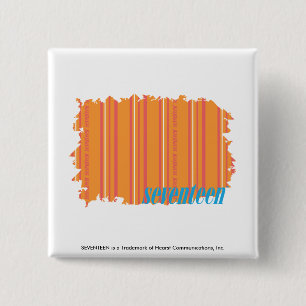 Dunne strepen Sinaasappel 2 Vierkante Button 5,1 Cm