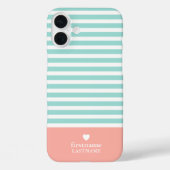 Dunne Strepen Upscale Hart Monogram blauwgroen per Case-Mate iPhone Case (Achterkant)