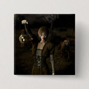 Dunne vrouw die lamp draagt vierkante button 5,1 cm