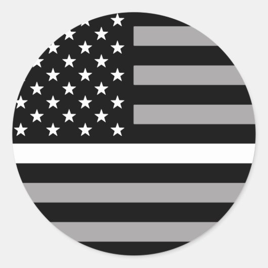 Dunne witte lijn Amerikaanse vlag Ronde Sticker (Voorkant)