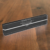 Dunne witte lijn EMS Modern Monogram Naambordje (Zijkant)