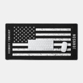 Dunne witte lijn verontruste Amerikaanse vlag EMT Bureaumat (Keyboard & Muis)