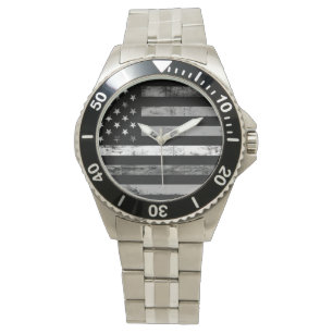 Dunne witte lijnvlag EMS Medic Mannen Watch Horloge