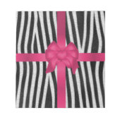 dunne zebra huid zwarte en witte roze boog notitieblok (Voorkant)