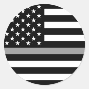 Dunne zilveren lijn Amerikaanse vlag Ronde Sticker