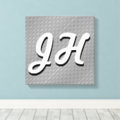 Dunne zwarte & witte strepen | Retrostyled Initial Canvas Afdruk (Insitu (Houten vloer))