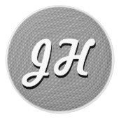 Dunne zwarte & witte strepen | Retrostyled Initial Keramische Knop (Voorkant)