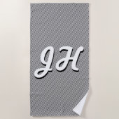 Dunne zwarte & witte strepen | Retrostyled Initial Strandlaken (Voorkant)