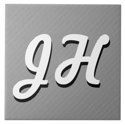 Dunne zwarte & witte strepen | Retrostyled Initial Tegeltje (Voorkant)