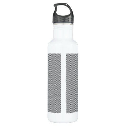 Dunne zwarte & witte strepen | Retrostyled Initial Waterfles (Achterkant)